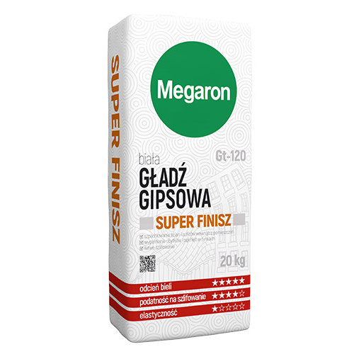 GŁADŹ GIPSOWA MEGARON GT-120 SUPER FINISZ 20KG BIAŁA