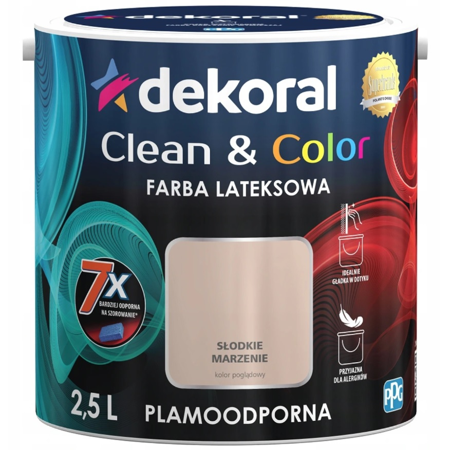 FARBA LATEKSOWA DEKORAL CLEAN&COLOR 2.5L SŁODKIE MARZENIE SATYNA