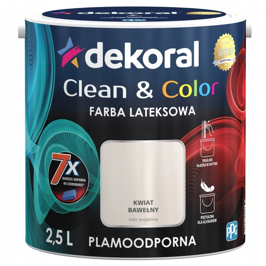 FARBA LATEKSOWA DEKORAL CLEAN&COLOR 2.5L KWIAT BAWEŁNY SATYNA