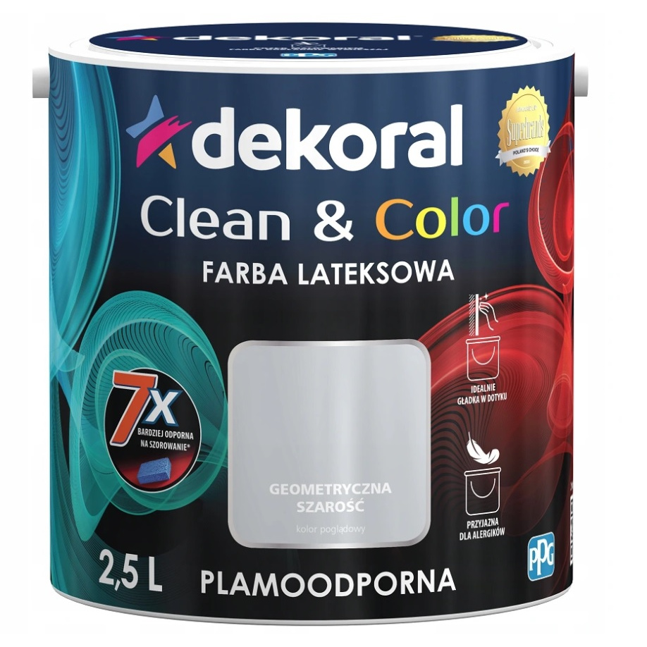 FARBA LATEKSOWA DEKORAL CLEAN&COLOR 2.5L GEOMETRYCZNA SZAROŚĆ SATYNA
