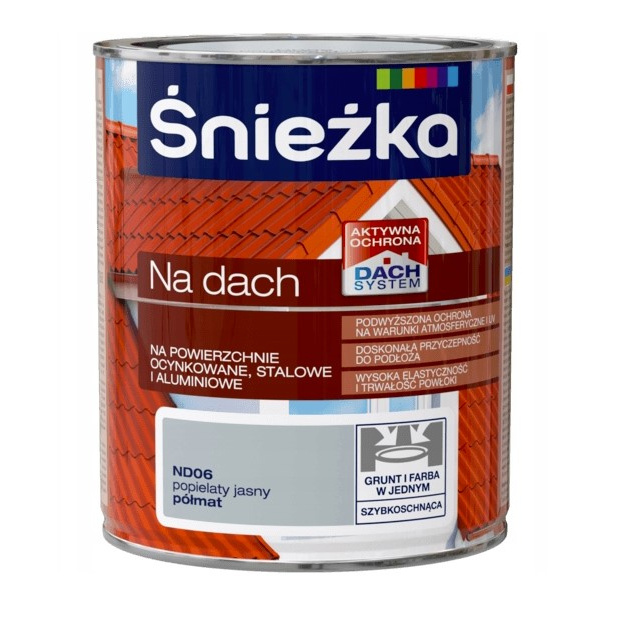FARBA POLIWINYLOWO AKRYLOWA ŚNIEŻKA NA DACH 0.75L POPIELATY JASNY
