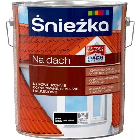 FARBA POLIWINYLOWO AKRYLOWA ŚNIEŻKA NA DACH 10L BRĄZ CZEKOLADOWY