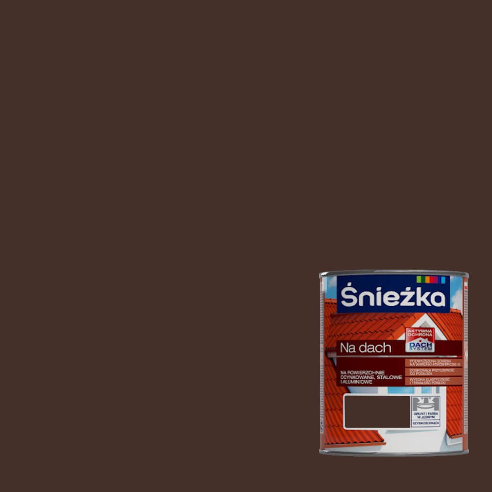 FARBA POLIWINYLOWO AKRYLOWA ŚNIEŻKA NA DACH 0.75L BRĄZ CIEMNY