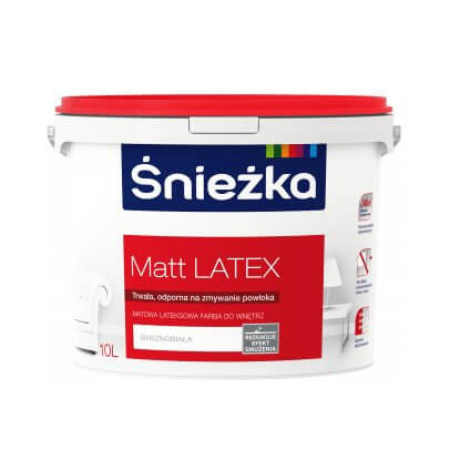 ŚNIEŻKA MATT LATEX 10L  BIAŁA MAT/EMULSJA LATEKSOWA DO WNĘTRZ/