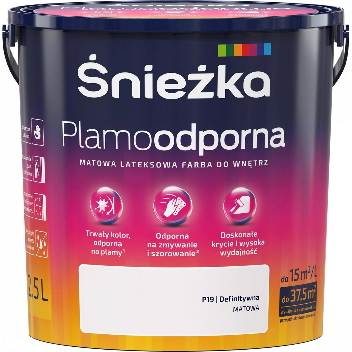 FARBA LATEKSOWA ŚNIEŻKA PLAMOODPORNA 2.5L DEFINITYWNA P19