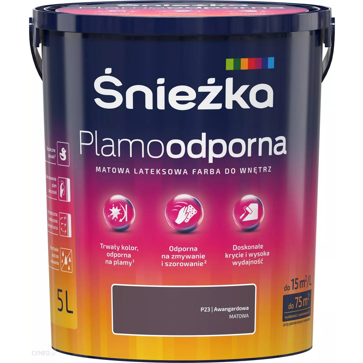 FARBA LATEKSOWA ŚNIEŻKA PLAMOODPORNA 5L AWANGARDOWA P23