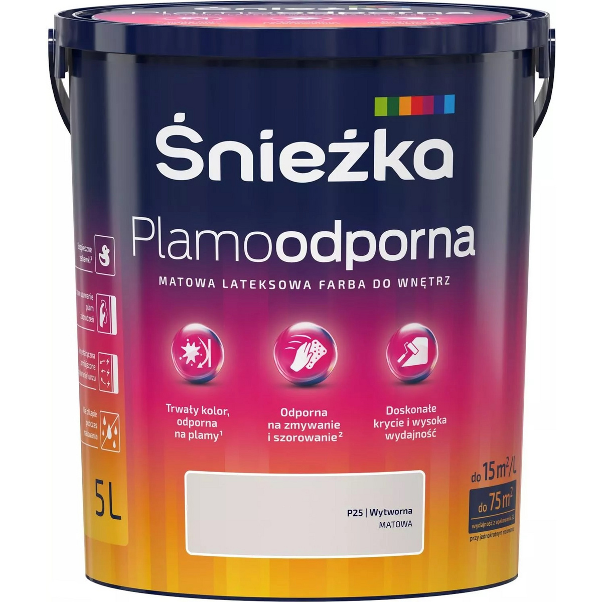 FARBA LATEKSOWA ŚNIEŻKA PLAMOODPORNA 5L WYTWORNA P25