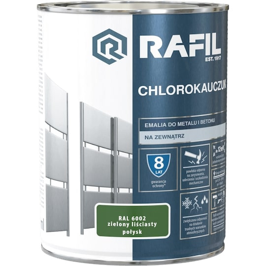 EMALIA CHLOROKAUCZUKOWA RAFIL 0.9L ZIELONY LIŚCIASTY RAL 6002